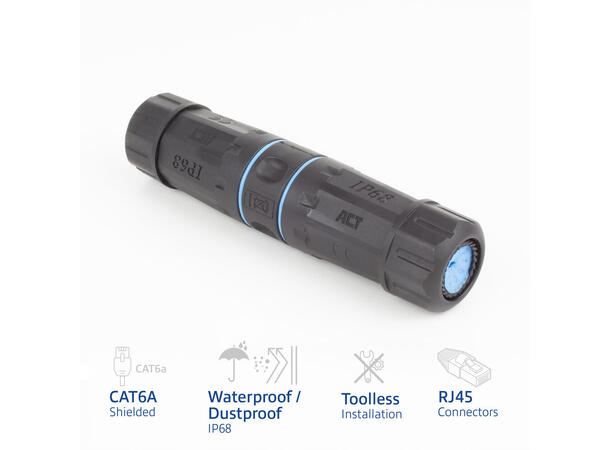 Adapter Cat.6A Skjøtestykke IP68 Ethernet RJ45 Skjøtestykke m/ PoE støtte 