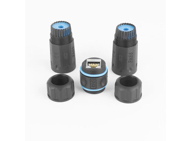 Adapter Cat.6A Skjøtestykke IP68 Ethernet RJ45 Skjøtestykke m/ PoE støtte 