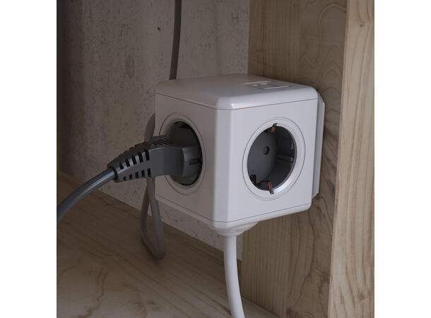 Allocacoc Cube 3x Schuko + USB A&C 1,5m Ledning, USB A & C Ladeport 2,1A 