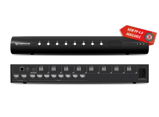 HighSecLabs Secure KVM Combiner 8p, DP/HDMI  fUSB PP 4.0 UHD 4K 