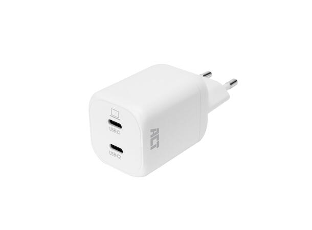 ACT AC2165 - 65W USB-C Lader, 2-Port PD PPS GaNFast