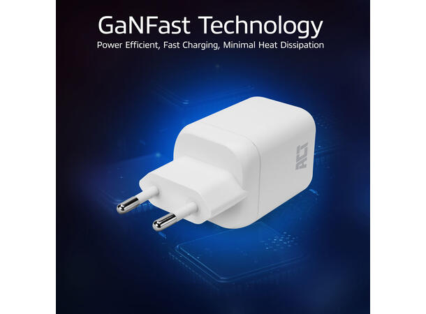 ACT AC2165 - 65W USB-C Lader, 2-Port PD PPS GaNFast