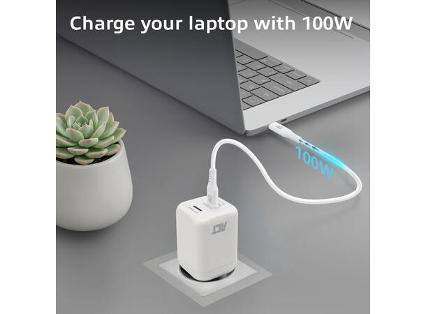ACT AC2165 - 65W USB-C Lader, 2-Port PD PPS GaNFast