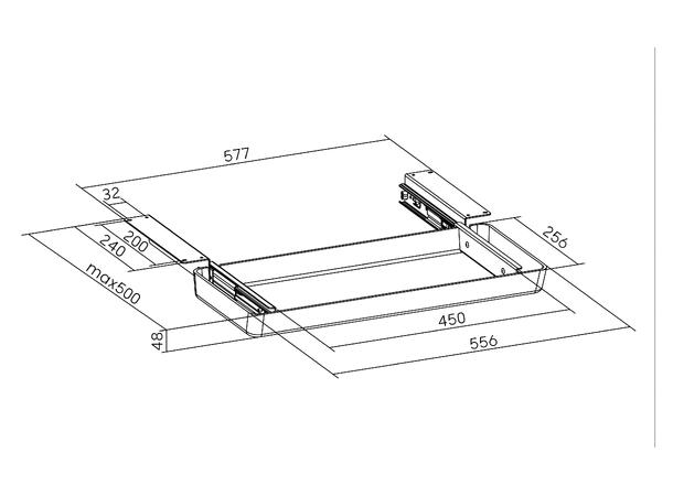 AiC Penneskuff i PET filt Grå BHD= 556mm x 48mm x 256mm 