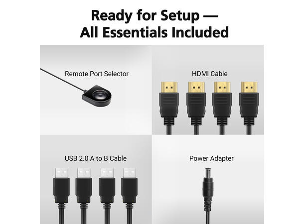 Aten KVMP Switch USB HDMI 4-Port 4K m/Kabler 