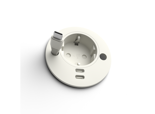 DFY Artplug 60/65, Hvit Schuko F, USB-C, Pass Through,  CEE7/7 