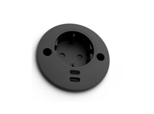 DFY Artplug 60/65, Sort Schuko F, USB-C, Pass Through,  CEE7/7 