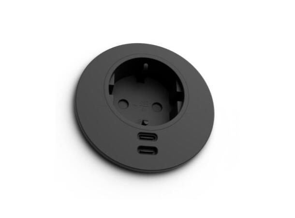 DFY Artplug 60/65, Sort Schuko F, USB-C, Pass Through,  CEE7/7 