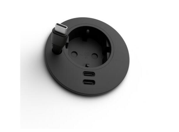 DFY Artplug 60/65, Sort Schuko F, USB-C, Pass Through,  CEE7/7 