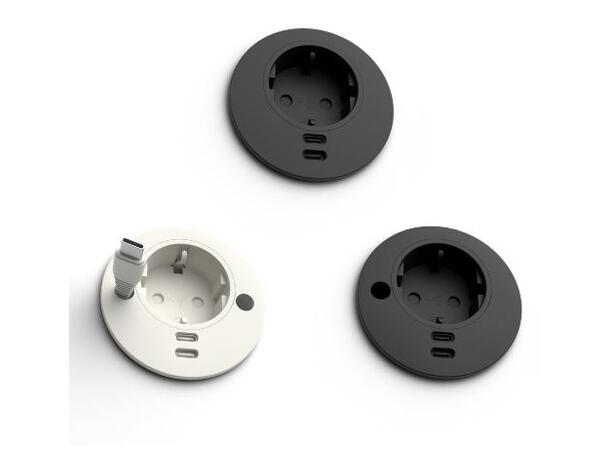DFY Artplug 60/65, Sort Schuko F, USB-C, Pass Through,  CEE7/7 