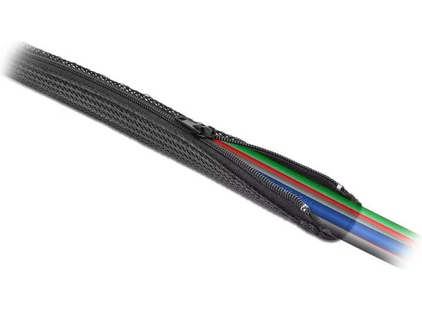 DL Kabelstrømpe 2 m Sort Ø20 mm Flettet med Glidlås 