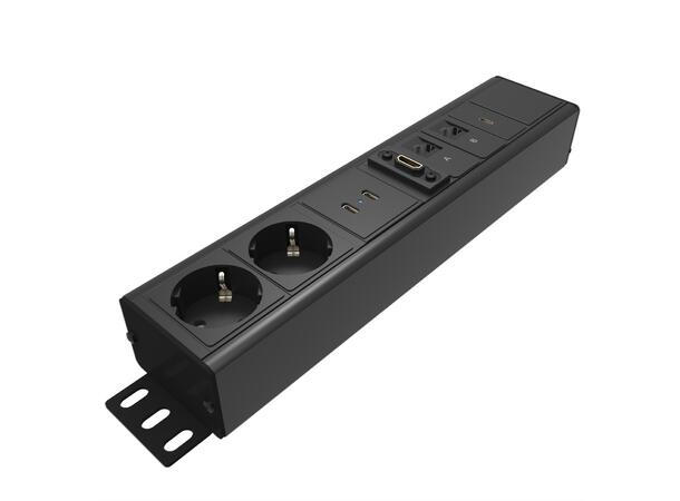 FF Axessline 2xStrøm 2xUSB-C 2xData 1x HDMI 1xUSB-C Sort 