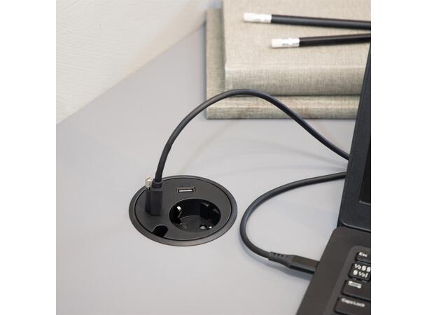 FF PD16 Kit 1xStrøm 1xUSB 1xUSB-C Schuko+ 65W adapter 2 hull Sort 