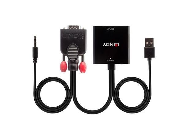 Lindy VGA & Lyd til HDMI konverter Videokilde: VGA 