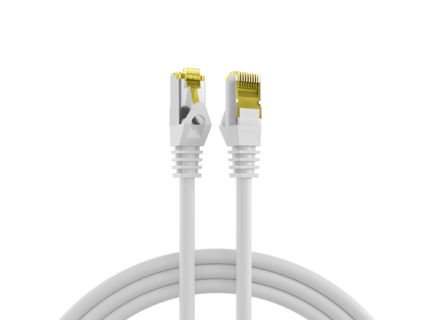 SFTP Patch Cat.7/6A - 10 m Hvit LSZH 600MHz 26/27AWG PiMF Halogenfri Snagless 