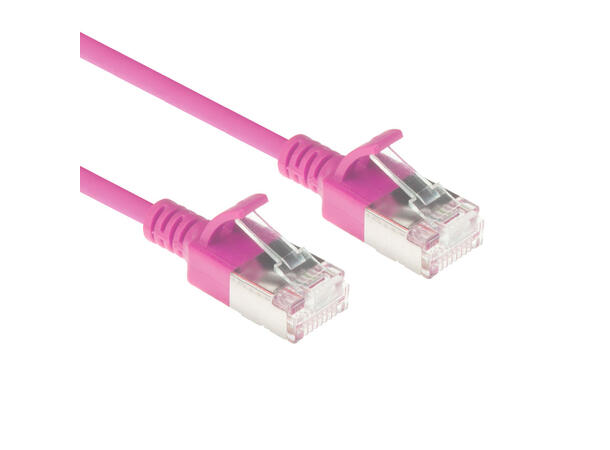 U/FTP Patch Cat.6A- 0,25m Rosa LSZH Slim 500MHz 32AWG Halogenfri Snagless 
