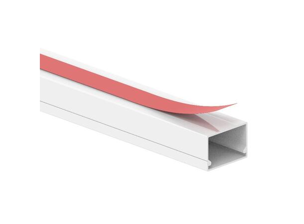 Veggkanal Hvit 25x40mm, 2m PVC, med tape og lokk 