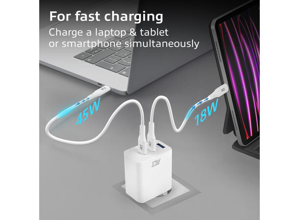 ACT AC2165 - 65W USB-C Lader, 2-Port PD PPS GaNFast