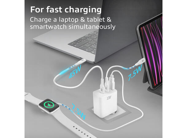 ACT AC2165 - 65W USB-C Lader, 2-Port PD PPS GaNFast