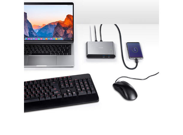 Aten 2 x 2-Port USB 3.0 Dock Switch Power pass through, HDMI output *B-vare* 