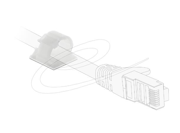 DL Kabelklips 25mm 10Pk 4,1mm Skruehull + Dobbelsidig tapel 