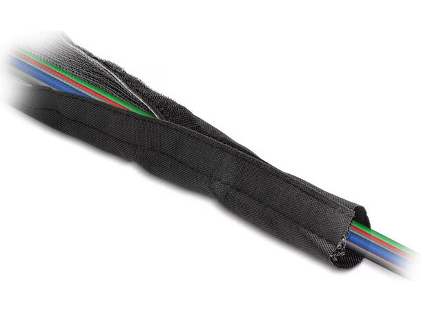 DL Kabelstrømpe EMI 1m Sort Ø20mm Flettet med Borrelås 