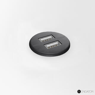 FF PM30 MICRO - 2x USB Ø30mm,  Total 5v, 2000 mA, Sort