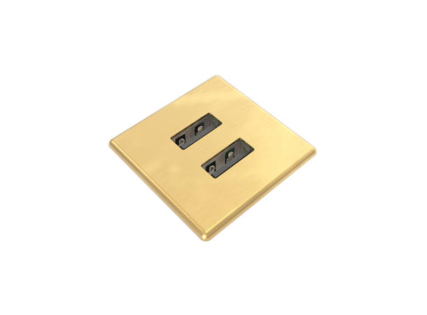 FF PM31 MICRO Kvadrat - 2x USB 30x30mm Total 5v, 2000 mA Messing Metall 