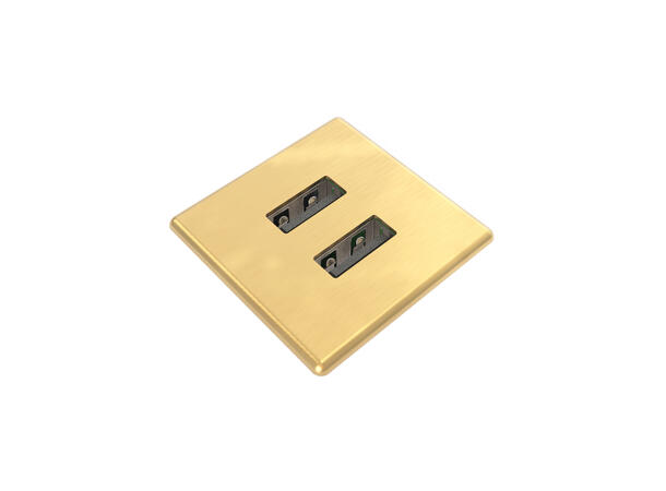 FF PM31 MICRO Kvadrat - 2x USB 30x30mm Total 5v, 2000 mA Messing Metall