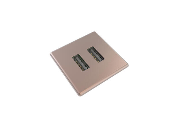 FF PM31 MICRO Kvadrat - 2x USB 30x30mm, 5V, 2000 mA, Rosa Gull 