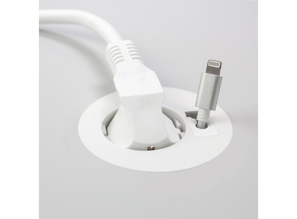 FF Powerdot Compact 60-Strøm + Kabelport Ø60mm Fast nivå 64mm Hvit Wieland GST18 
