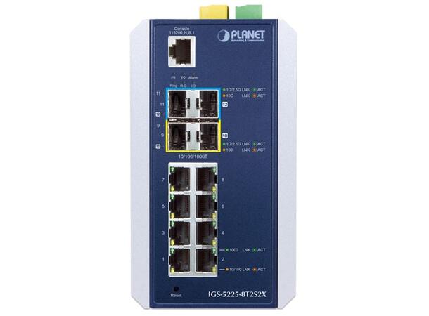 Planet Switch 8-p GB 8x + 2xSFP Layer3 Industri IP30 DIN IPv6 