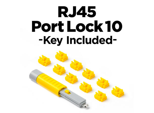 Smartkeeper Essential RJ45 + Nøkkel- Gul RJ45 Port Lås 10stk + Nøkkel Basic 