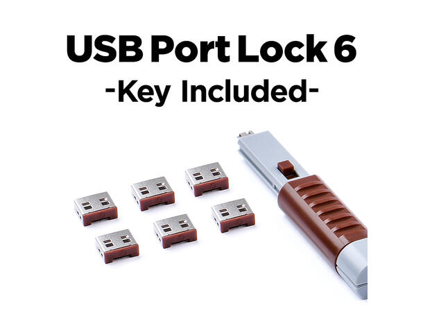 Smartkeeper Essential USBA+ Nøkkel- Brun USB A Port Lås 6 stk + Nøkkel Basic 