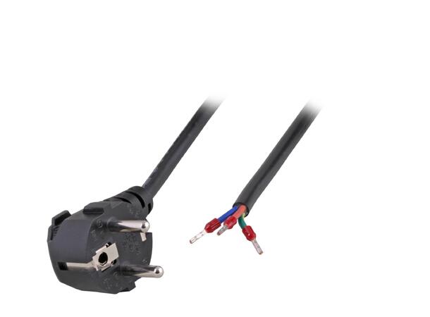 Strømkabel SCHUKO - Åpen Ende 1,8 m Vinklet 3x0,75mm² Sort 