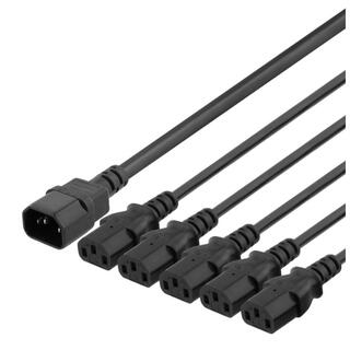Strømkabel Splitt C14 til 5X C13, 1m 10A/250V