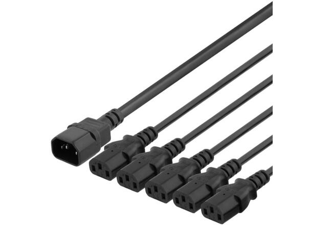 Strømkabel Splitt C14 til 5X C13, 1m 10A/250V 