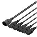 Strømkabel Splitt C14 til 5X C13, 1m 10A/250V