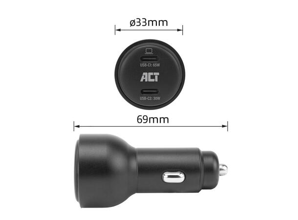 ACT Billader USB-C 2-Port 95W PPS Quick charge 