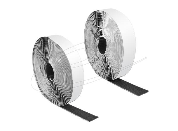 DL Hook and Loop tape - 10 m Selvklebende 25mm Sort 