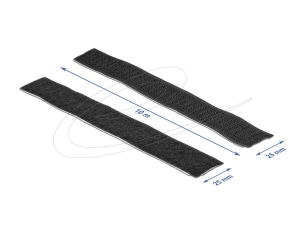 DL Hook and Loop tape - 10 m Selvklebende 25mm Sort 