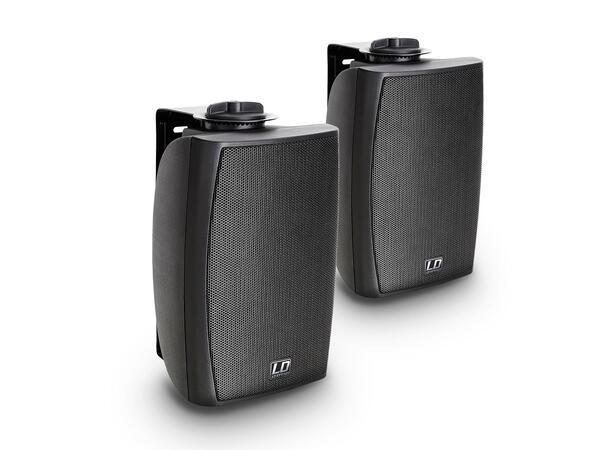 LD Høyttaler Vegg 4" Passiv 100V Sort (1 par) inkl. veggfeste 