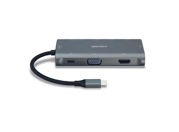 Lindy HUB 4K USB-C >3xUSB A 1x HDMI 1xVGA 1xRJ45 1xmicroSD 1xSD 