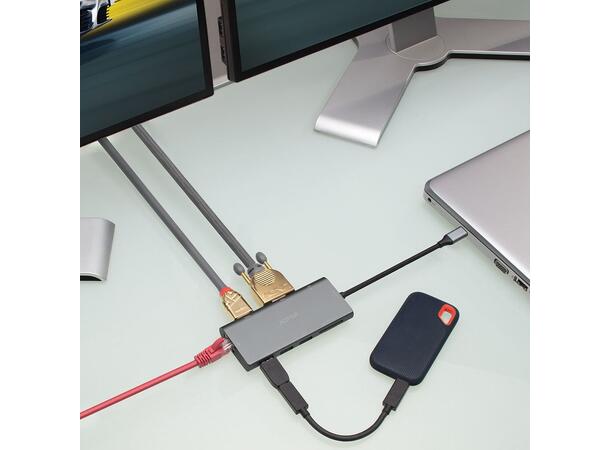 Lindy HUB 4K USB-C >3xUSB A 1x HDMI 1xVGA 1xRJ45 1xmicroSD 1xSD 