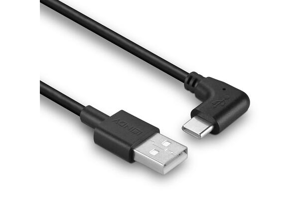 Lindy USB A>C kabel 2.0 0,5m Vinklet USB-A USB-C 480Mbps 