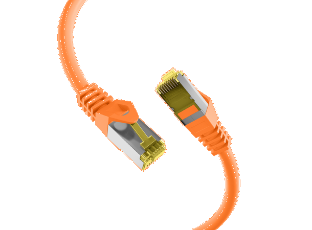 SFTP Patch Cat.7/6A - 0,5 m Oransje LSZH 600MHz 26/27AWG PiMF Halogenfri Snagless 