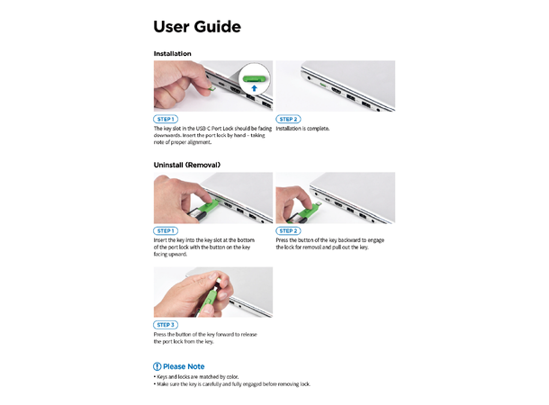 Smartkeeper Essential USB-C - Grønn USB-C Port Lås 4stk + Nøkkel Basic 