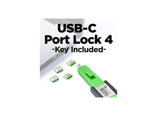 Smartkeeper Essential USB-C - Grønn USB-C Port Lås 4stk + Nøkkel Basic 