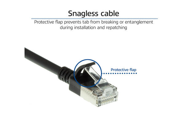 U/FTP Patch Cat.6A - 7 m Sort LSZH Slim 500MHz 32AWG Halogenfri Snagless 