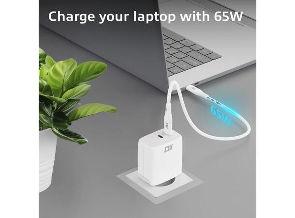 ACT AC2165 - 65W USB-C Lader, 2-Port PD PPS GaNFast